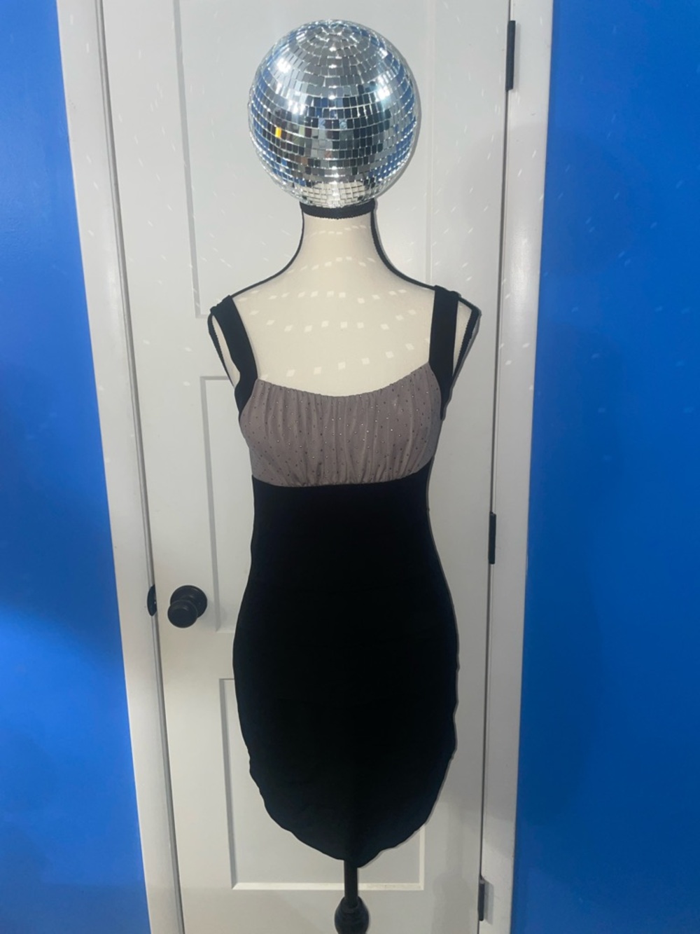 Sweet Storm Black and Taupe Sleeveless Mini Dress